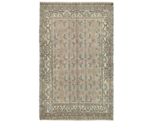 5x7 Vintage Brown Persian Style Hand Knotted Low Pile Wool Area Rug